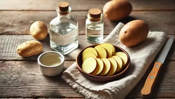 Schnelles Heilmittel gegen Kopfschmerzen: Kartoffeln mit Essig und Schnaps in einem Handtuch