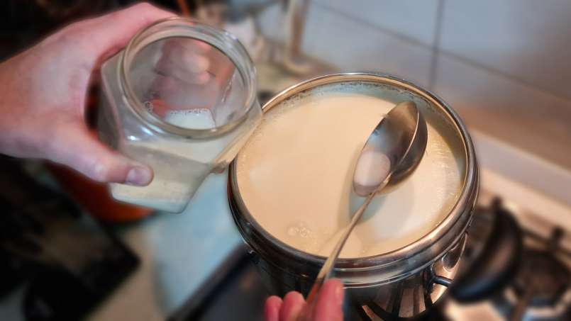 Hausgemachter Joghurt aus fermentierter Milch und saurer Sahne, foto 3