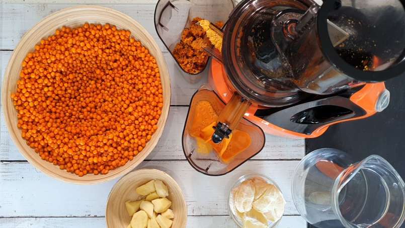 Ungesüßter Sanddornsaft mit Ingwer und Zitrone, foto 4